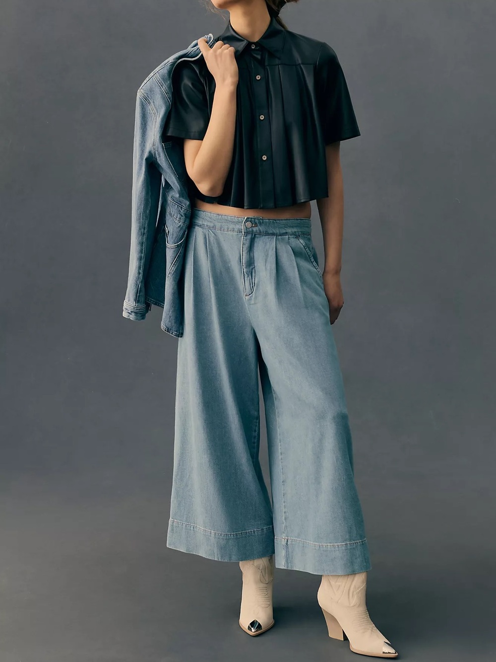 Pilcro • High Waisted Wide Leg Culotte Jeans